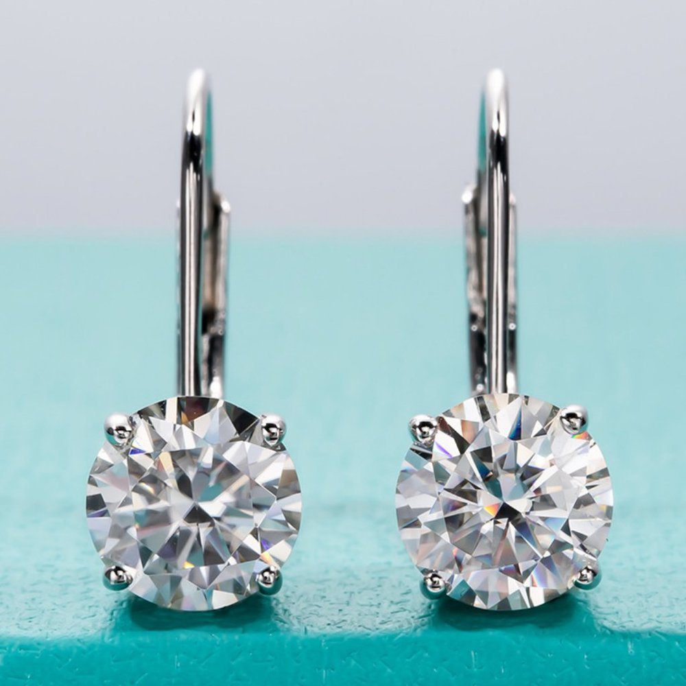 Certified 2ct. t.w. Moissanite Diamond Dangle Drop Earrings NEW
